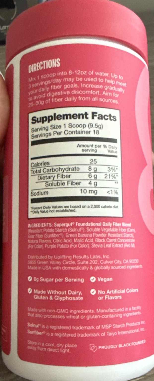 Supergut Foundational Daily Fiber Powder, Sugar Free Vegan Prebiotic Fiber B…