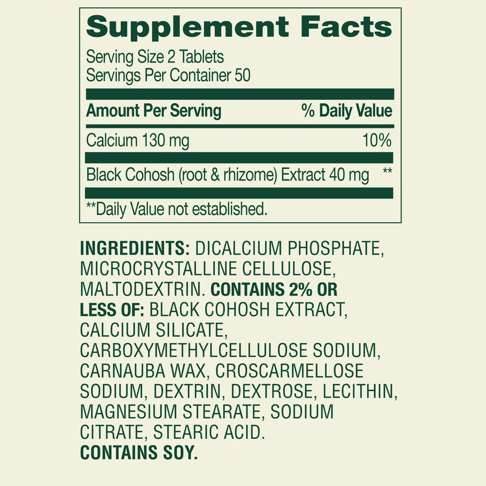 Spring Valley Black Cohosh 40mg 2 Pack 100 Tablets Menopause Support
