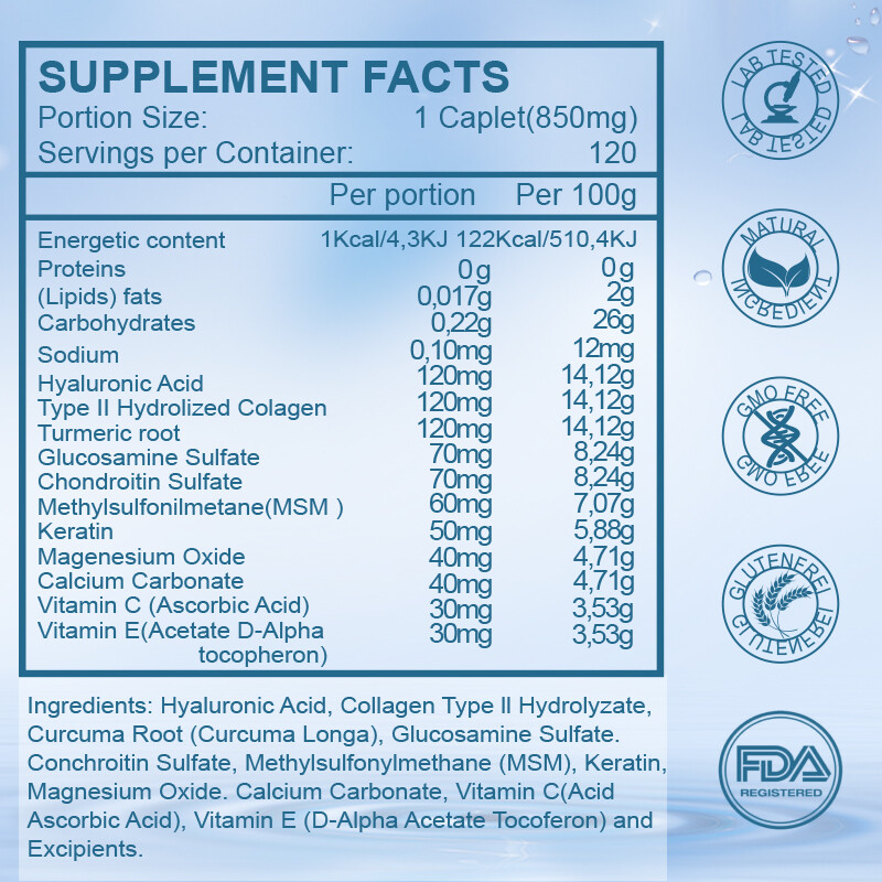 120Pcs Hyaluronic Acid Capsules Support Healthy Joints Help Reduce Wrinkles