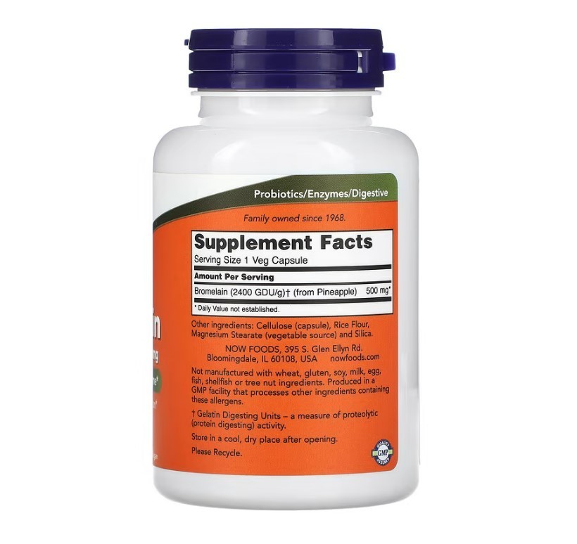 Now Supplements NOW1386 500 mg Bromelain Capsules 120 Pcs
