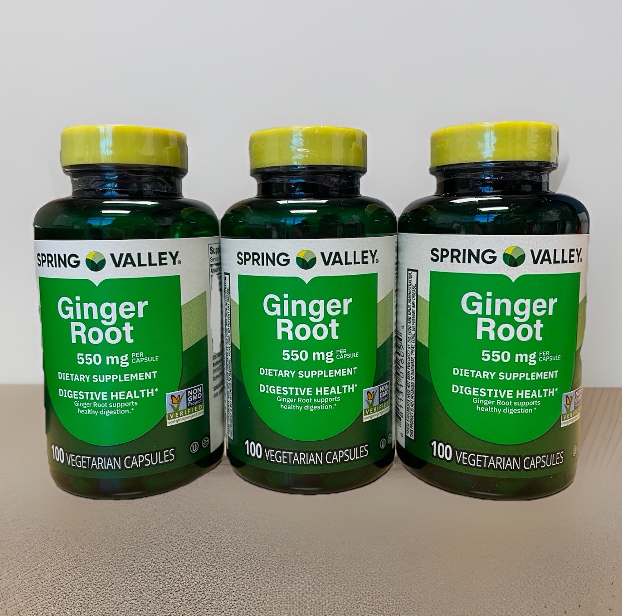 Spring Valley Ginger Root Capsules 550 mg 100-Count, Pack of 3 Digestive Health