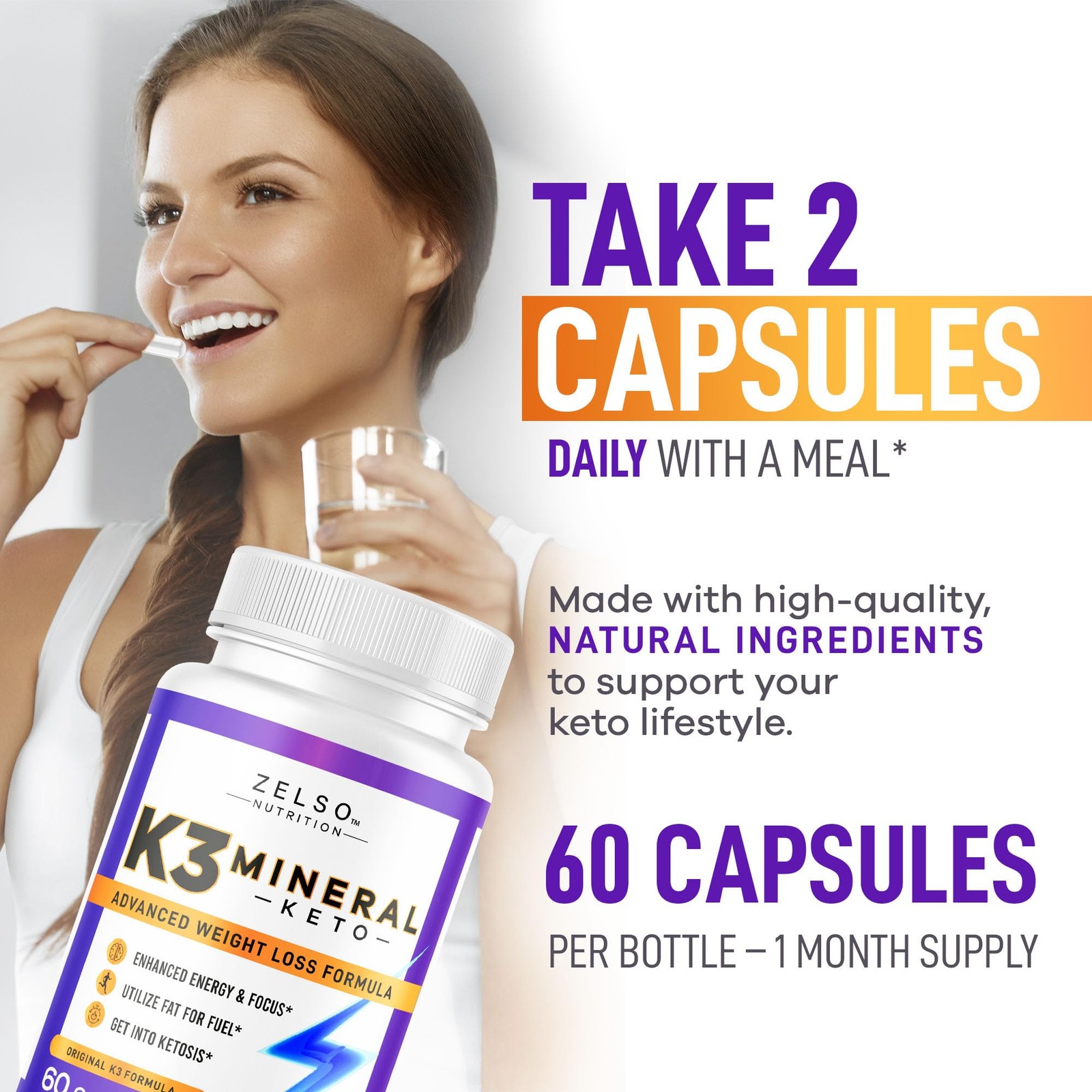 ZELSO (3 Pack) K3 Mineral Weight Loss Pills for Women 60 Count (Pack of 3)