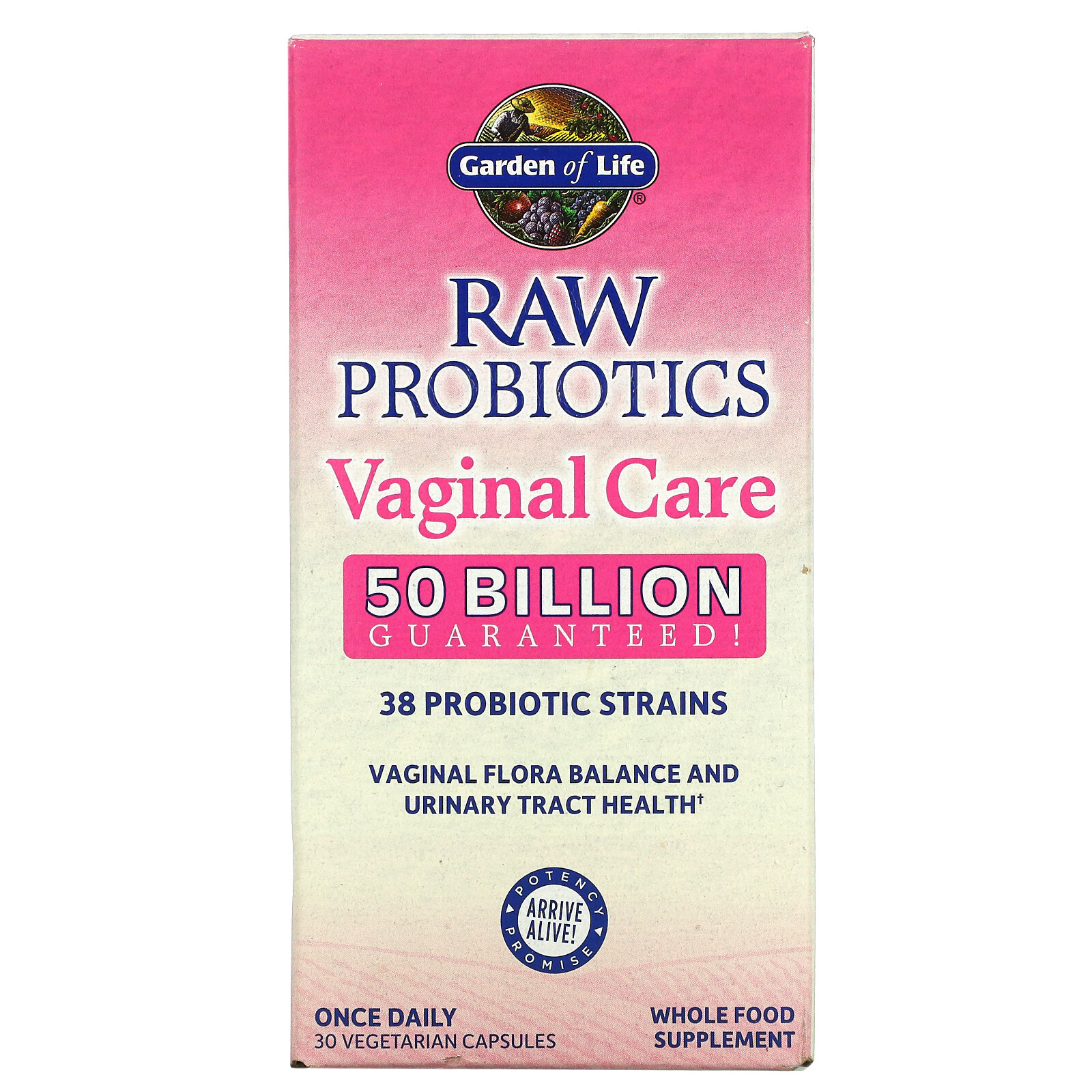 Garden of Life RAW Probiotics Vaginal Care 30 Veggie Caps Gluten-Free, No