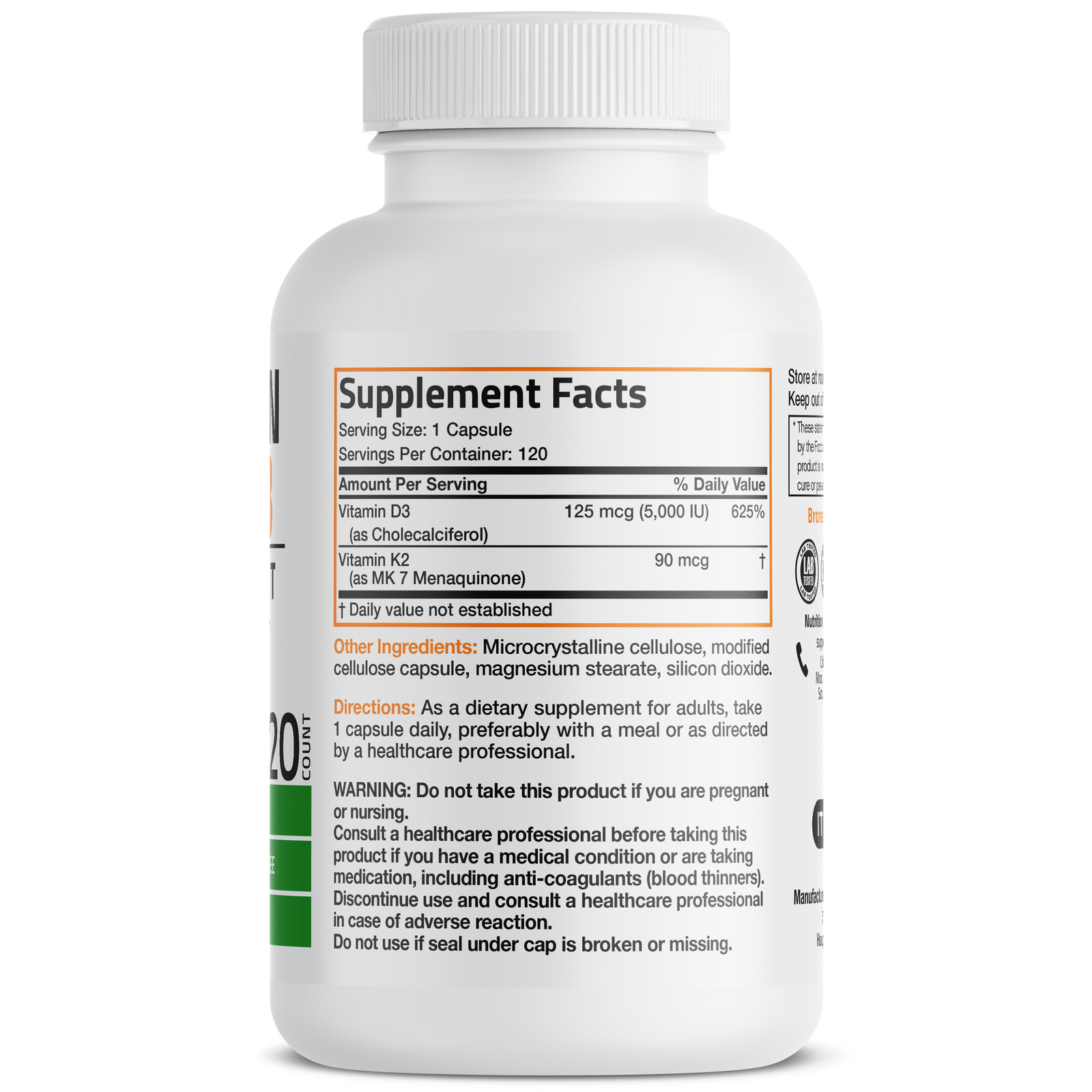 Vitamin K2 (MK7) w/ D3 Bone & Heart Health Non GMO & Gluten Free Easy to Swallow