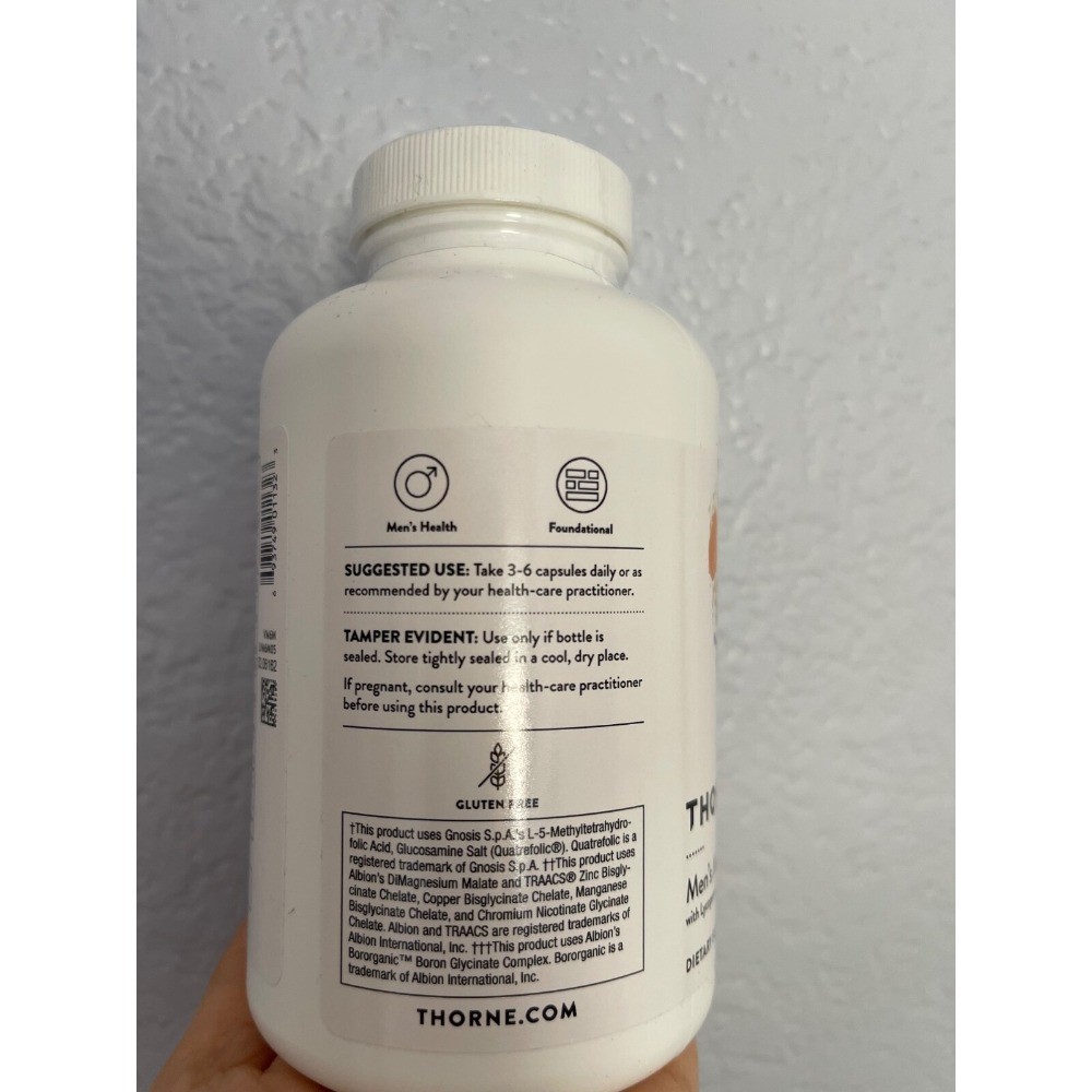 New, Thorne Men’s Multi 50+ supplement with Lycopene and Zinc for Prostate.