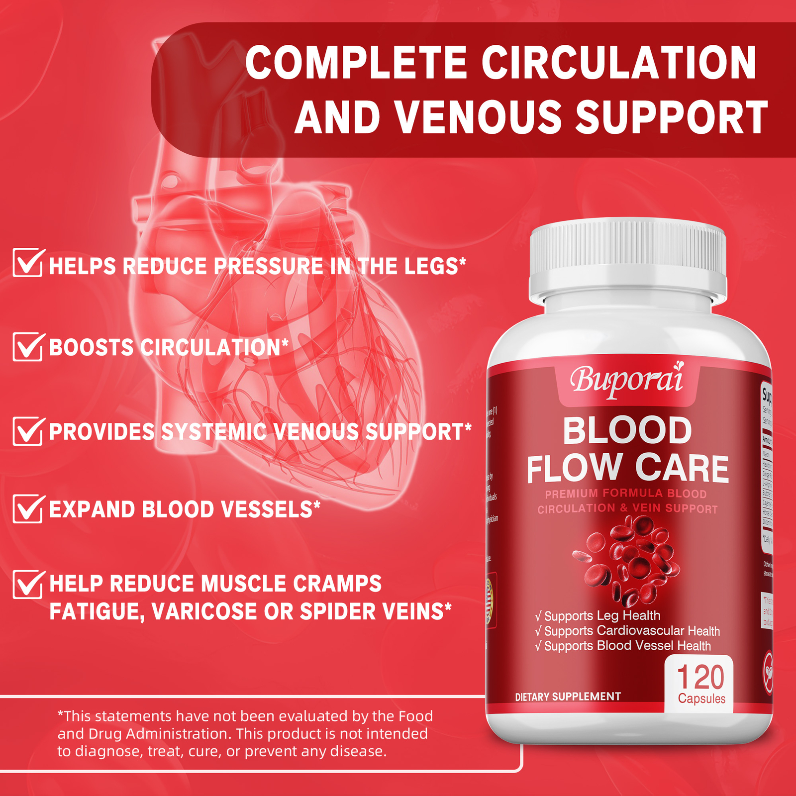 Blood Flow Care – Cleans Arteries and Veins, Heart Health, Blood Circulation