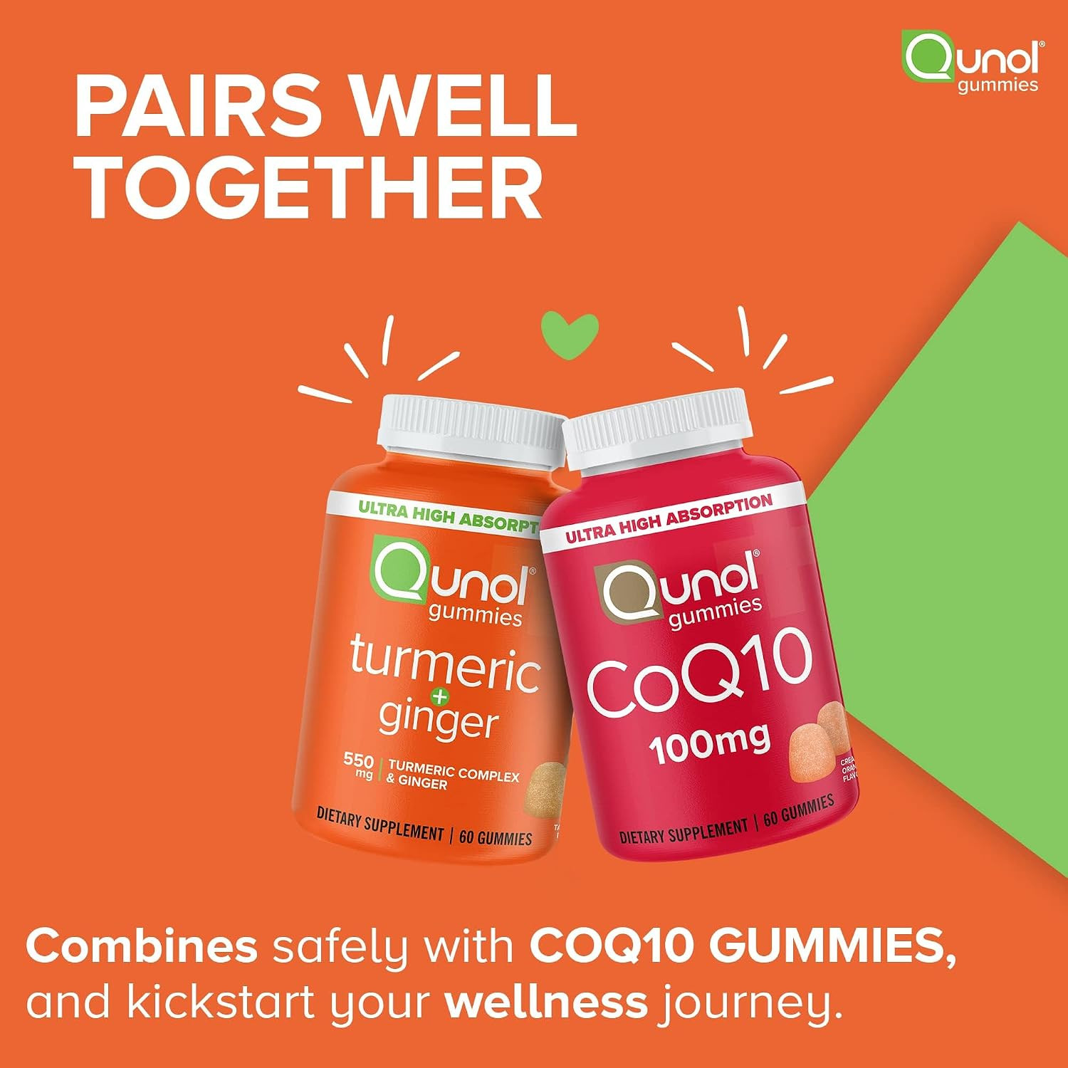 Qunol Turmeric and Ginger Gummies – Joint Support Supplement with Ultra High Abs