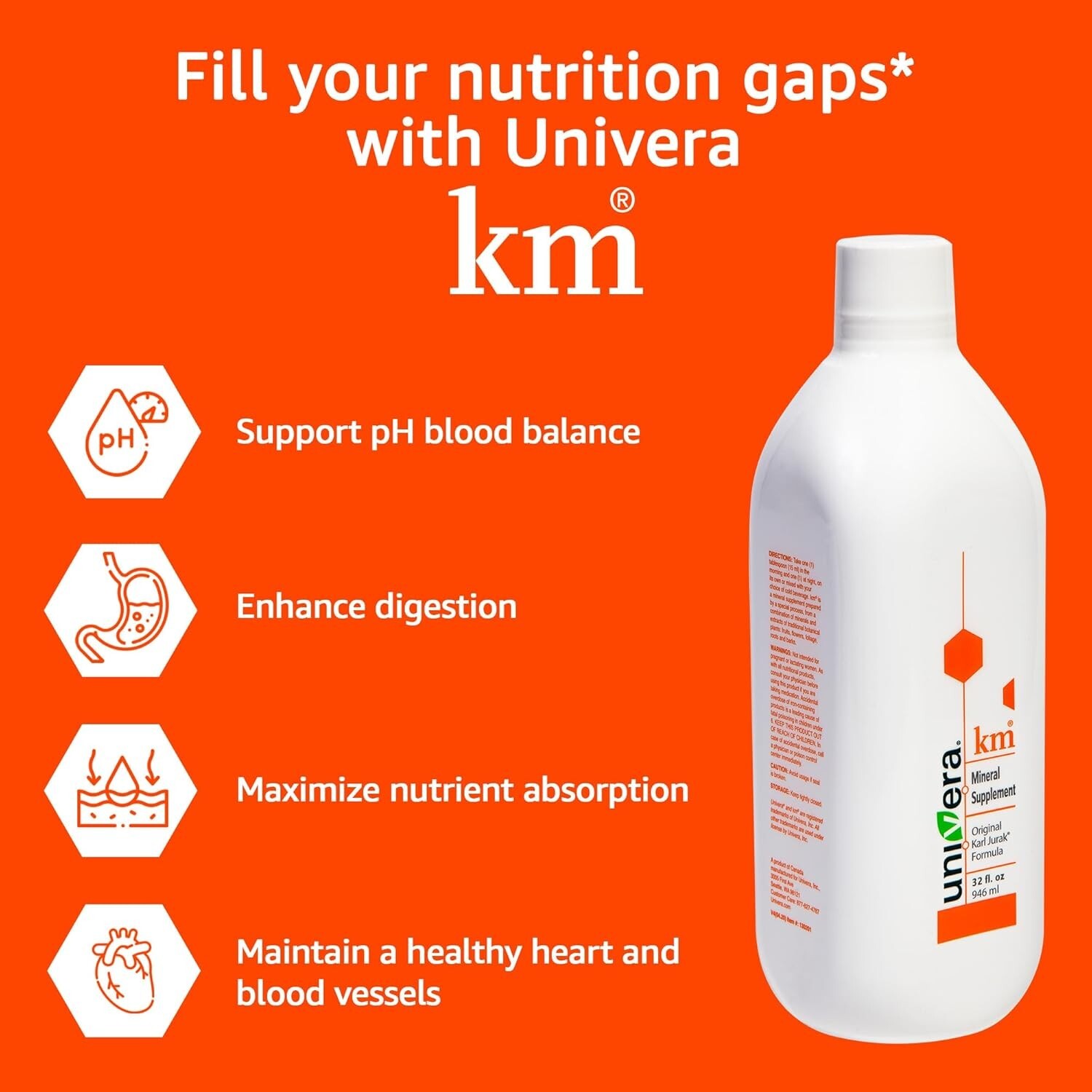 km, Liquid Potassium Supports, Mineral Supplement – 32 fl oz, pH Blood Balance