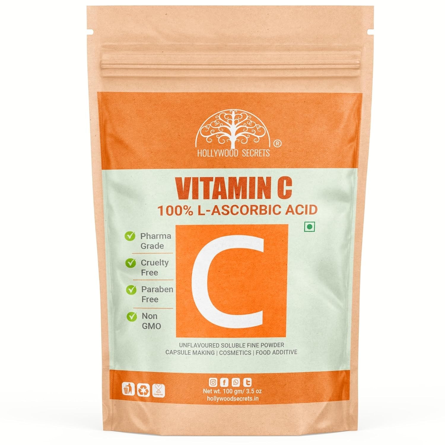 100% Pure Vitamin C Powder Ascorbic Acid – Herbal Immunity & Antioxidant – 100gm
