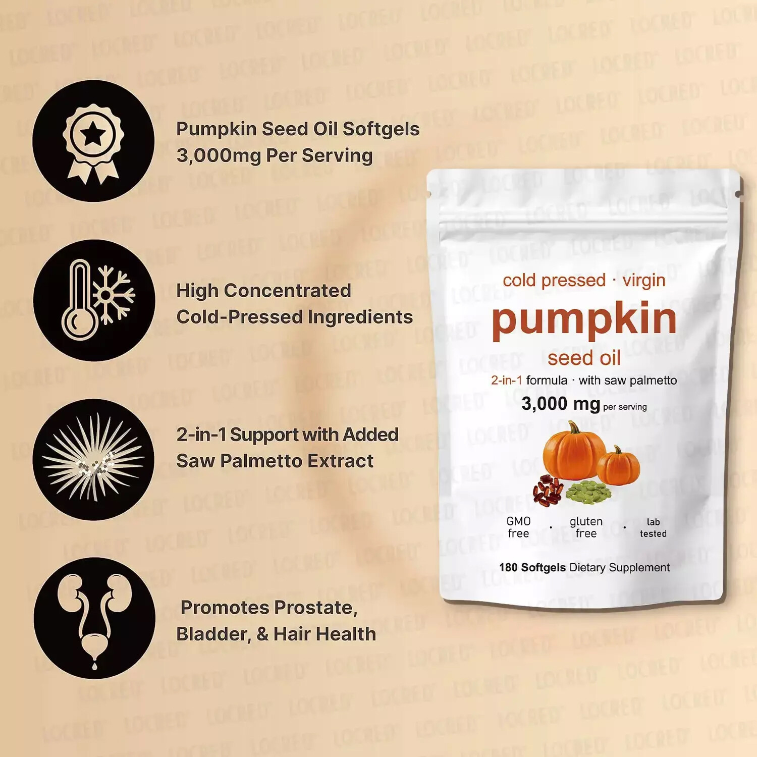 Pumpkin Seed Oil 3000mg + Saw Palmetto 300 mg | Prostate Support |180 Softgels