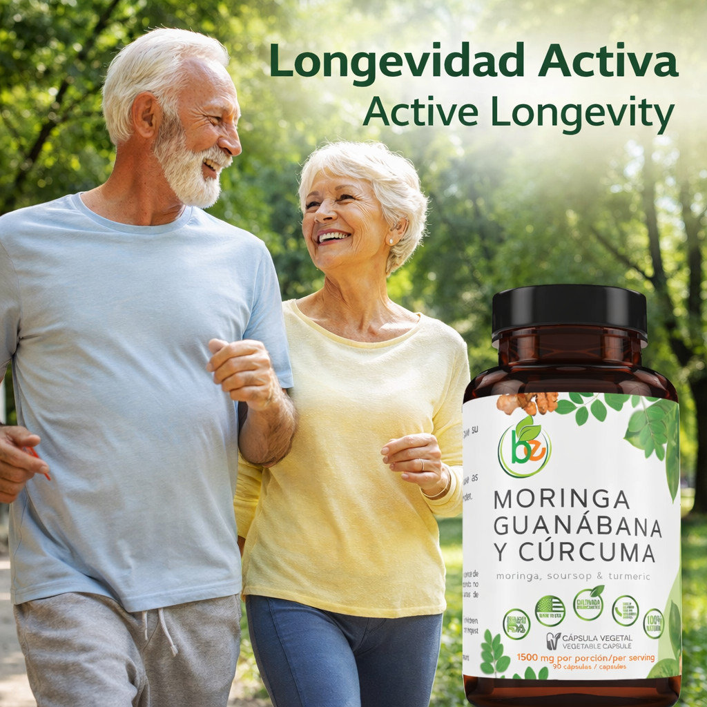 Moringa, Guanabana y Cúrcuma (Moringa, Guanábana y Cúrcuma) 90 cápsulas 1500 mg