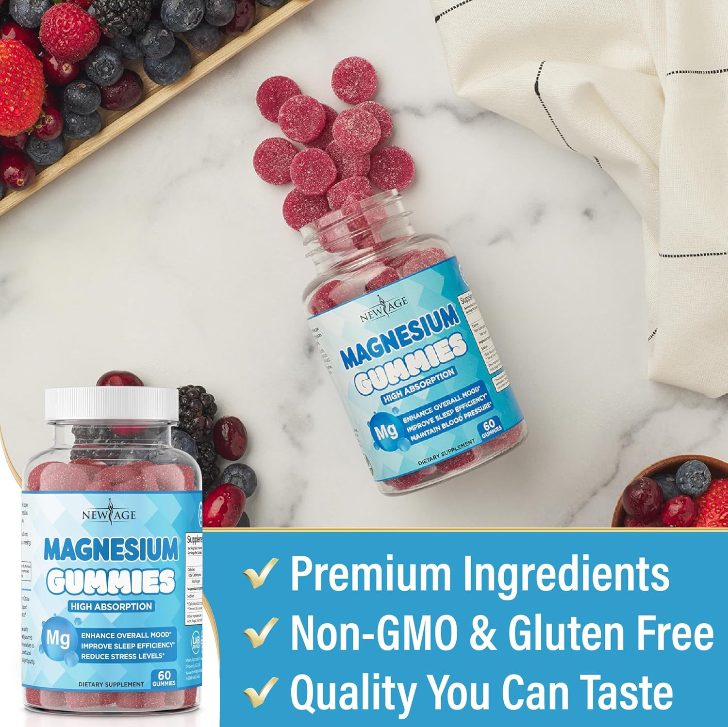 Magnesium Gummies – Calming Anti-Stress Gummies, Magnesium Supplement for Adults