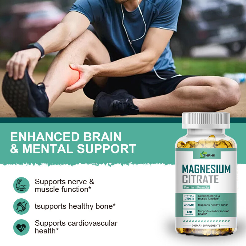 120Pcs Magnesium Citrate 400mg Capsules Super Strong Effective Vegan Capsules