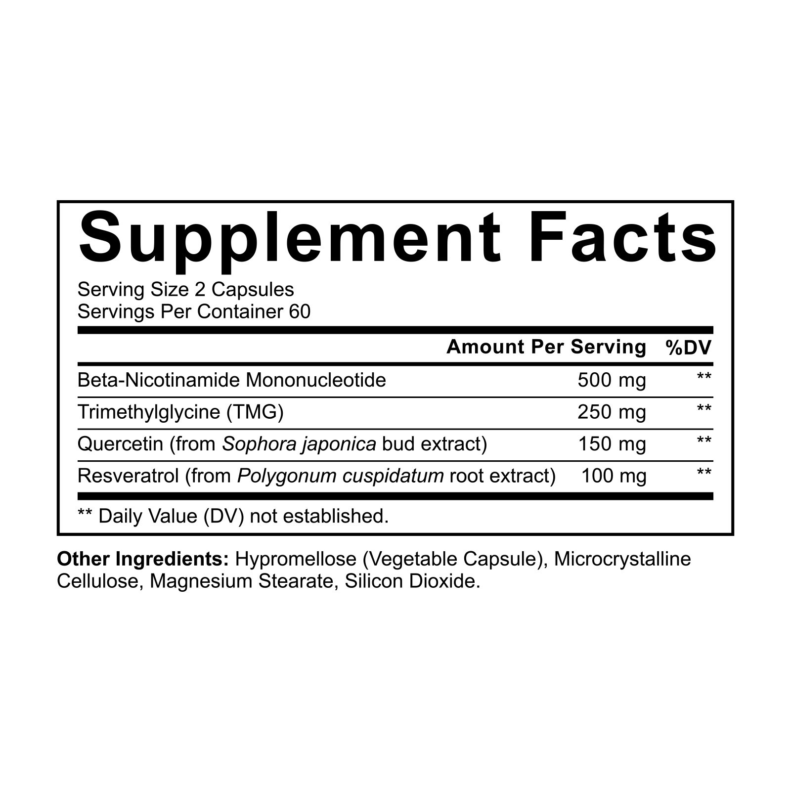 NMN Supplement, NMN Complex- 120 Veggie Capsules | High Purity NAD+ Precursor wi