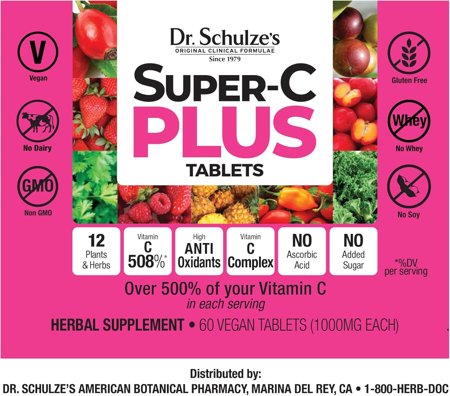 Dr. Schulze’s, Super-C Plus, Clinical Herbal Formula, Dietary Supplement 1000 mg