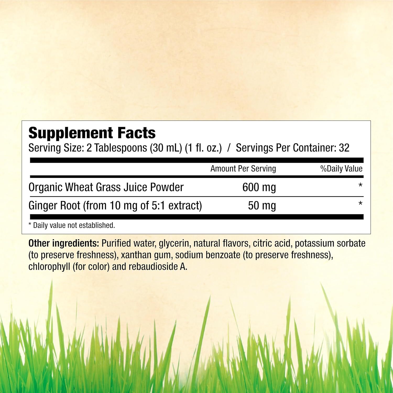 Garden Greens Wheat Grass Liquid Supplement Lemon Flavor 32 Fl Oz 32 Servings