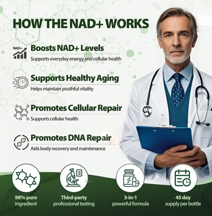 NAD+ Supplement for Anti-Aging Energy Resveratrol & Nicotinamide Riboside Focus