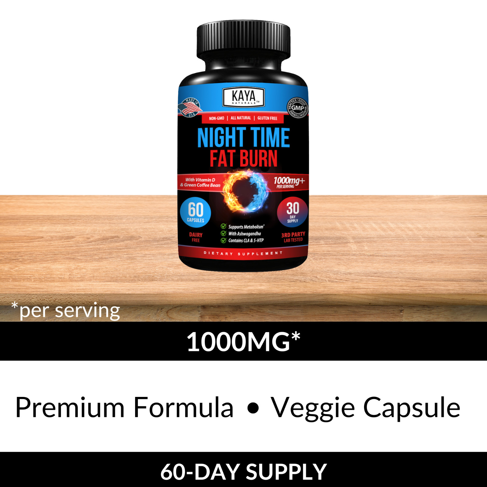 (2 Pack) Night Time Fat Burn Supplement 60ct, Metabolism Support, Weight Loss