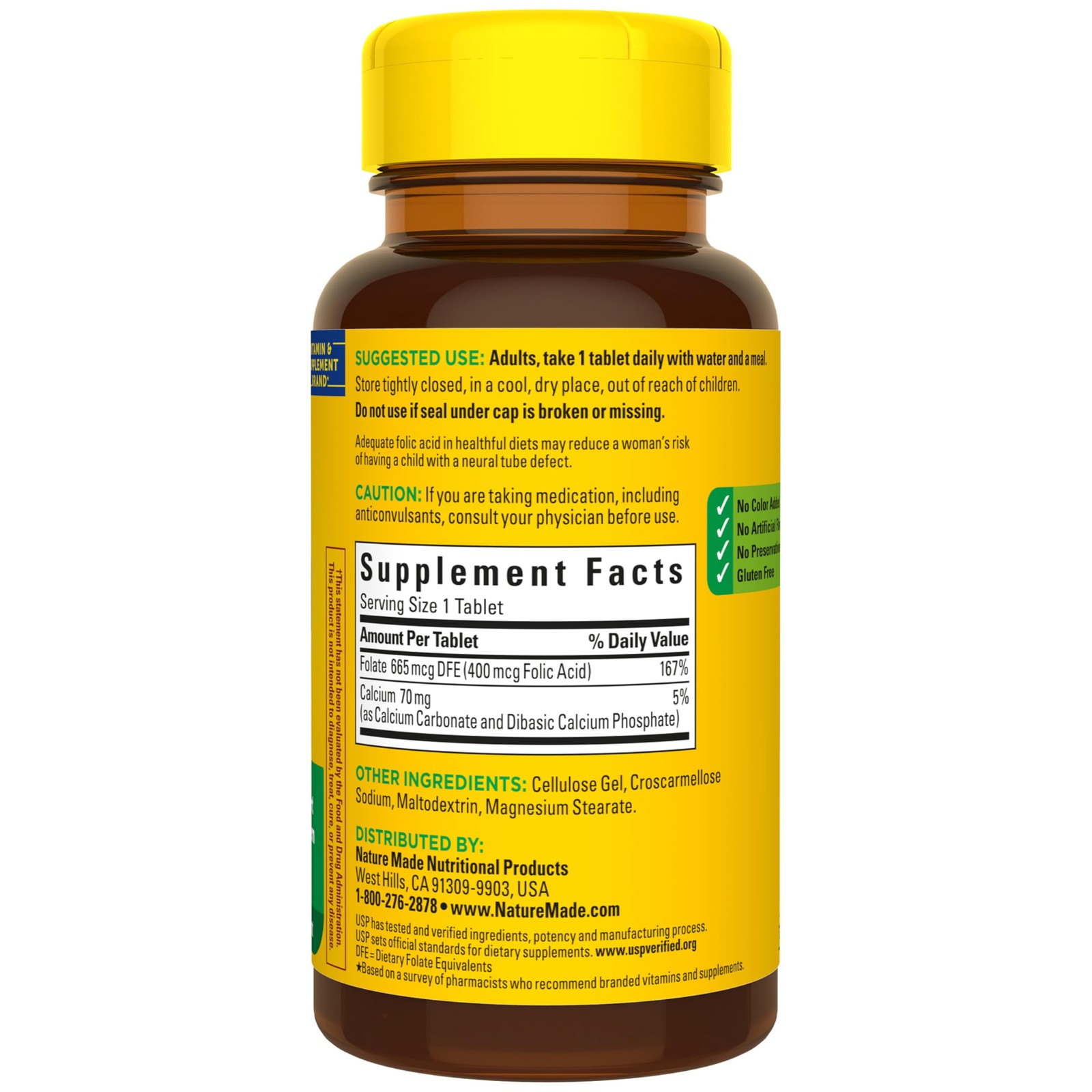 Nature Made Folic Acid 400 mcg (665 DFE) 250 Count (Pack of 1), White