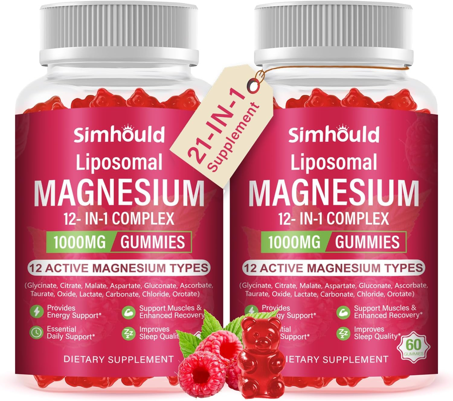 2 Packs Liposomal Magnesium Complex Gummies-As 12 Forms of Magnesium Citrate,…