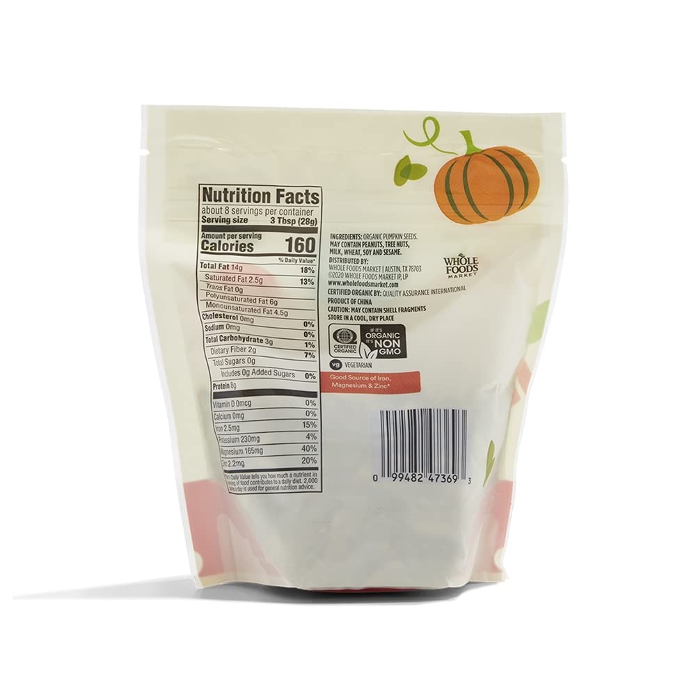 365 by Whole Foods Market, Organic Pumpkin Seeds, 8 Ounce 8 (Pack of 1)
