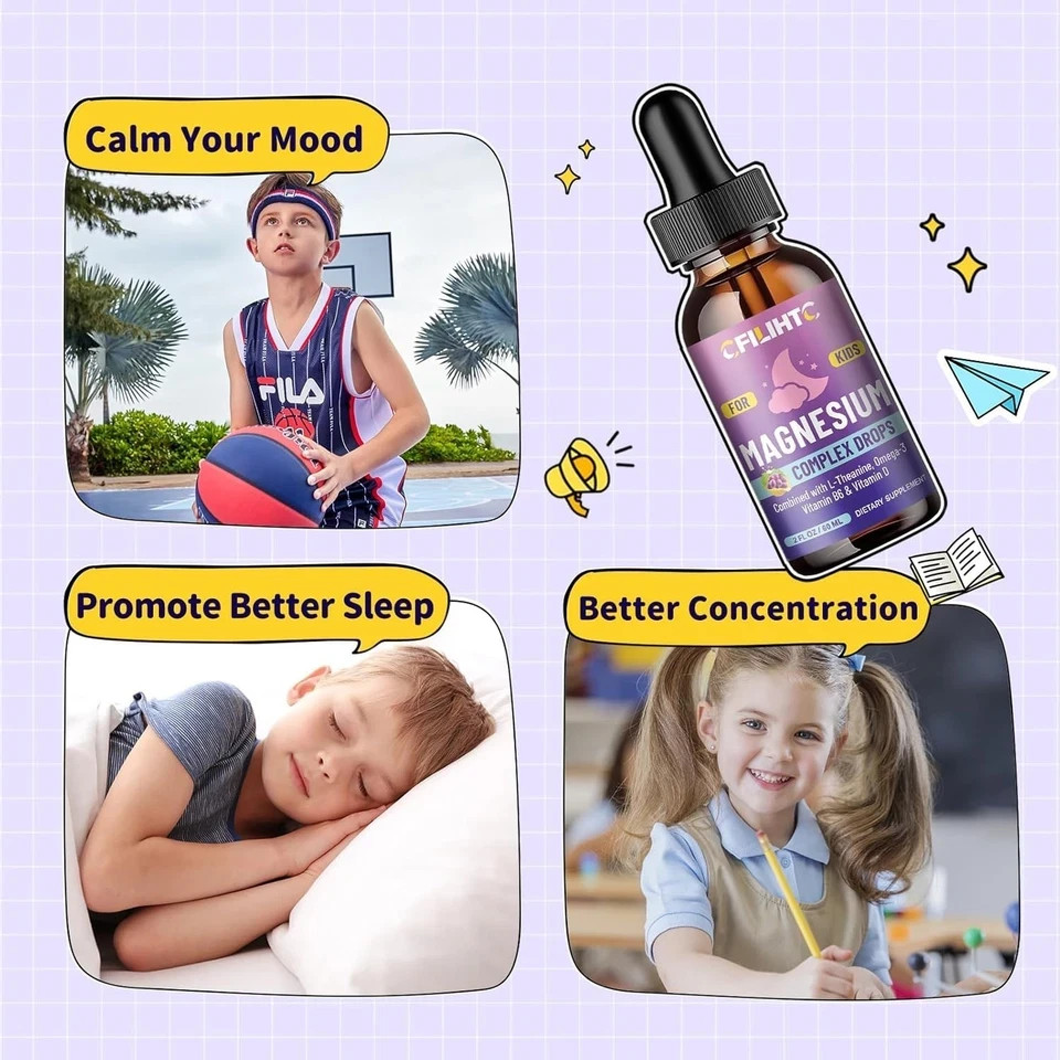 Kids Magnesium Liquid Drops-Magnesium Glycinate Liquid For Kids Supplement