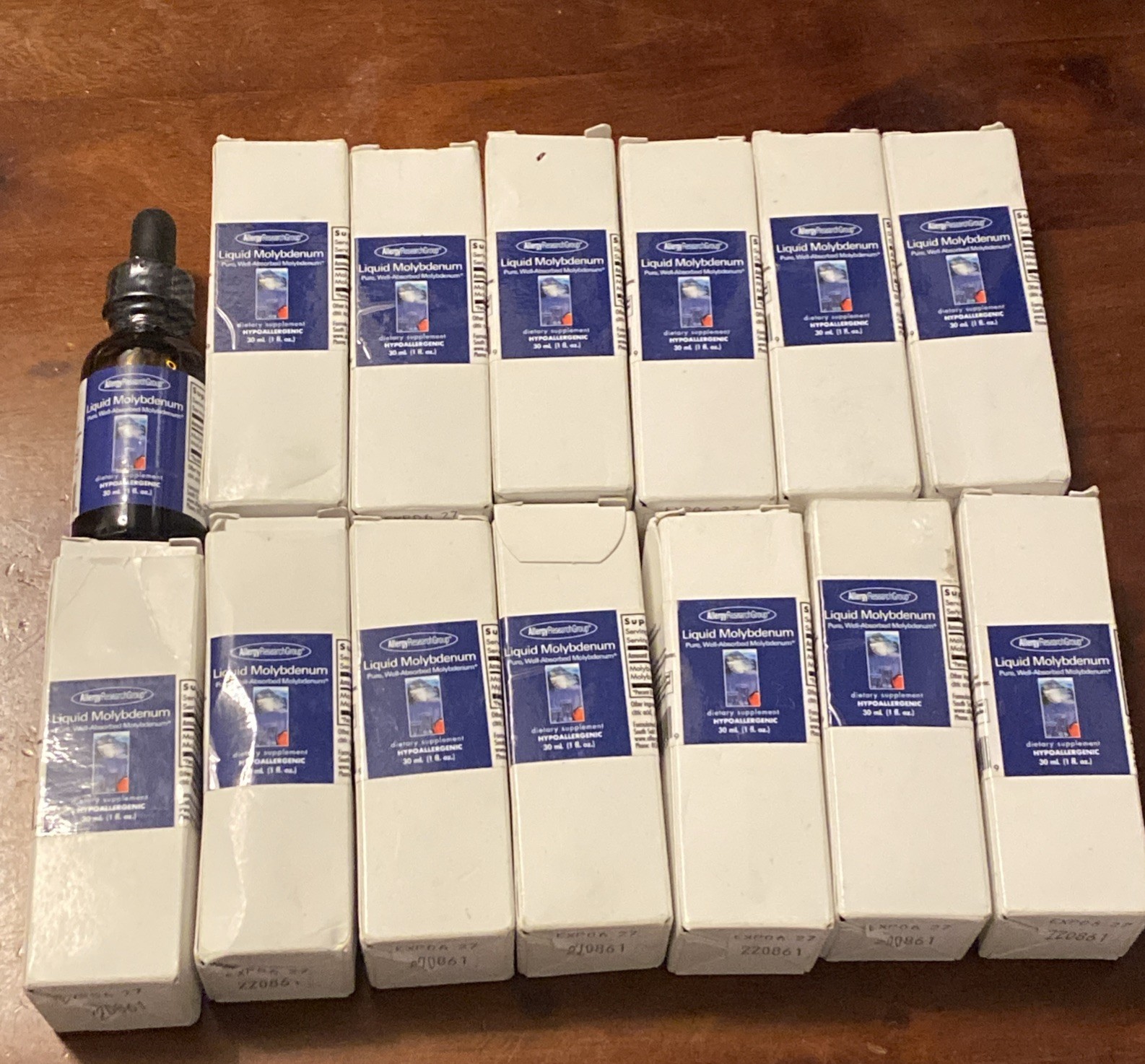 14 – 1 oz Allergy Research Group Liquid Molybdenum – LOT OF 14 – Exp 06/2027