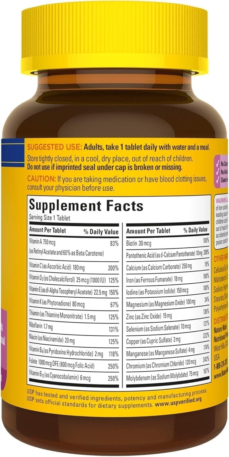 Heart Health Support Iron Supplement for Women – 90 Count Apple-Flavored Tablets