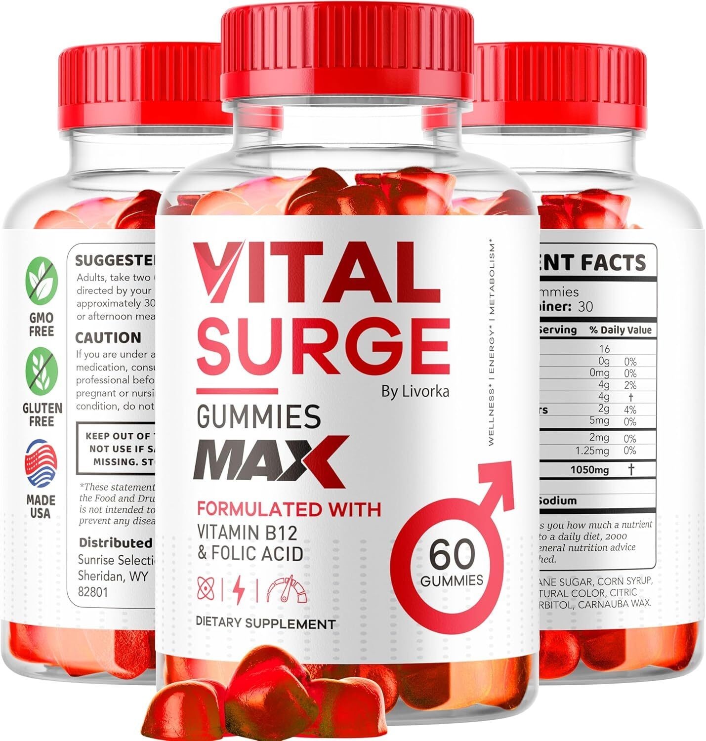 -Vital Surge Male Gummies, Maximum Strength Vital Surge Advanced Formula 60 PCS