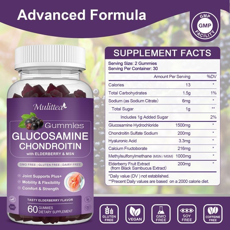 Glucosamine Chondroitin Gummies & MSM 3100mg – Triple Strength Joint Support