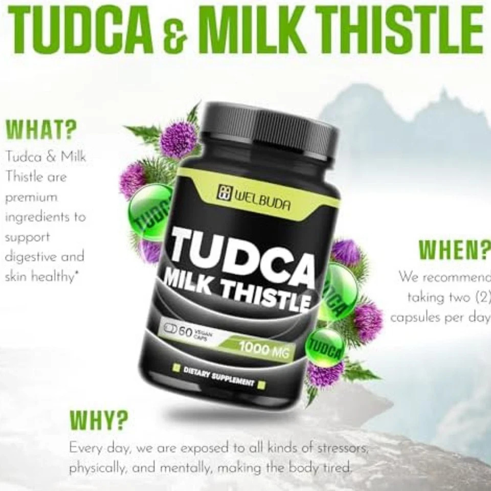 1000Mg Tudca Supplement with Milk Thistle Extract – 60 Vegan Capsules – Support