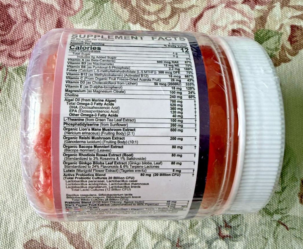 LILICARE Teen Brain Focus Gummies with Omega-3 DHA, Lion’s Mane Mushroom, PS