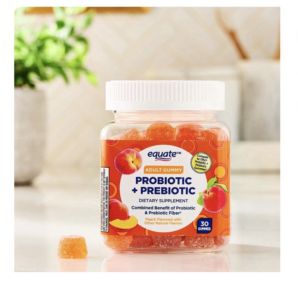 Probiotic + Prebiotic Dietary Supplement for Adults, Peach 30 Gummies.