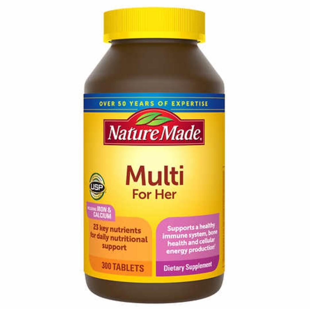 Nature Made Multi For Her 300 Tablets Womens Multivitamin Bone Exp 12/2024+