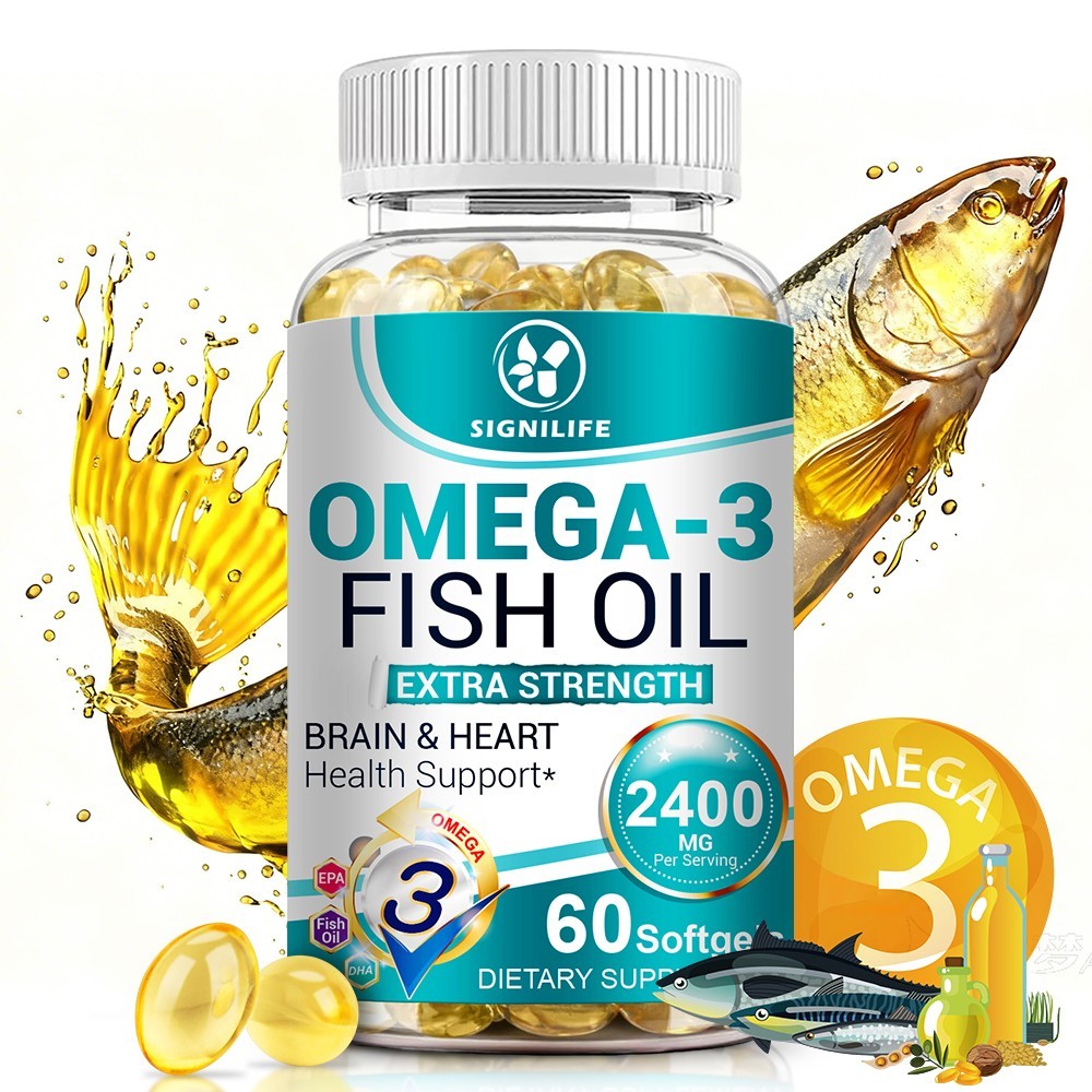 Omega 3 Fish Oil Supplements 2400mg High Potency EPA DHA Complex 60 Capsules.