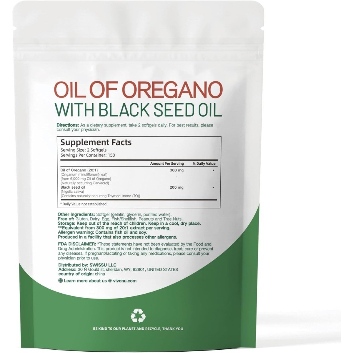 Oil of Oregano with Black Seed Oil Softgels 6200mg Extra Strength 300 Ct