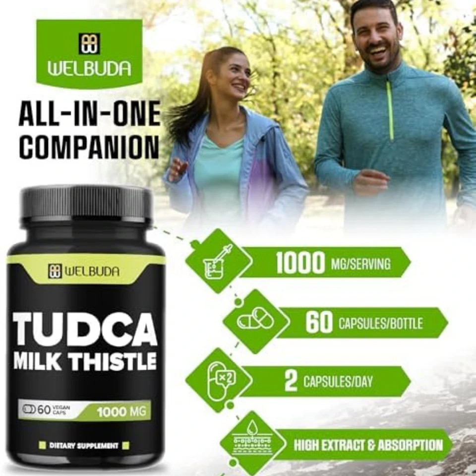 1000Mg Tudca Supplement with Milk Thistle Extract – 60 Vegan Capsules – Support