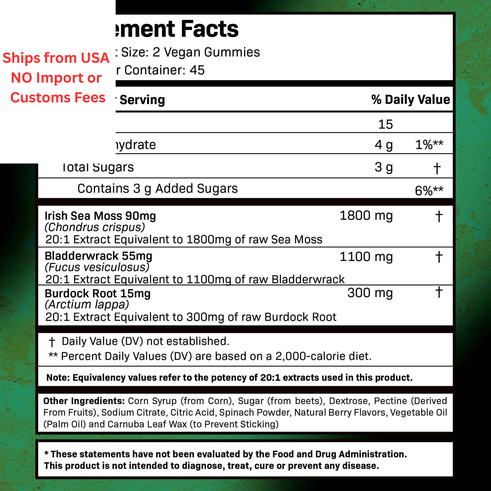 WELLNESS LABSRX Sea Moss Gummies, 3200mg Irish 90 Count (Pack of 1)