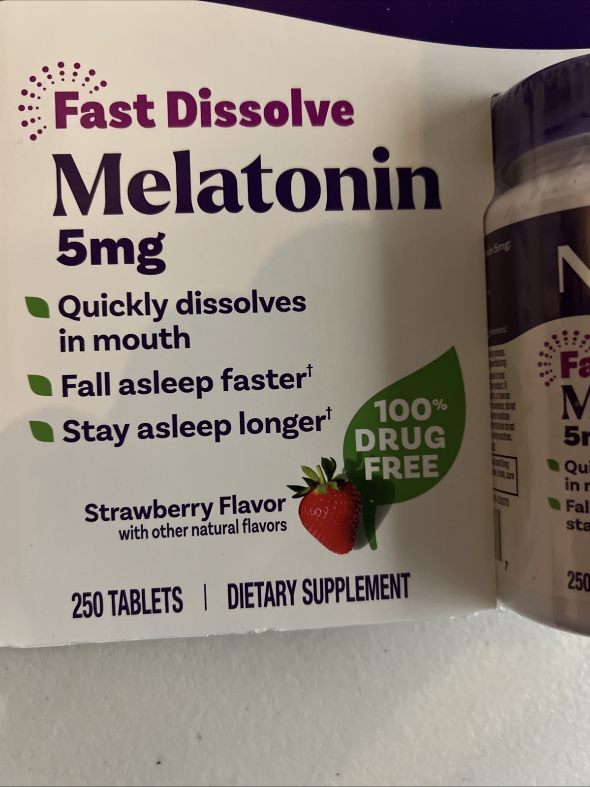 New Natrol Melatonin 5 Mg Fast Dissolve 250 Tabs Strawberry Flavor ~ EXP 02/2028