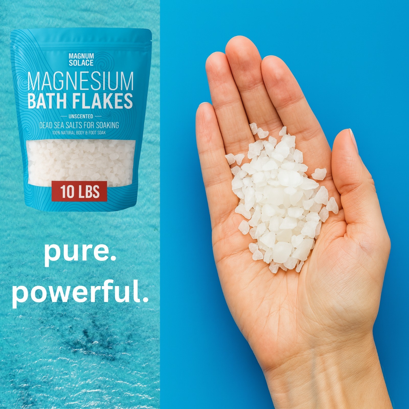 Magnesium Flakes for Bath, Pure Grade Large 10 LBS, Unscented