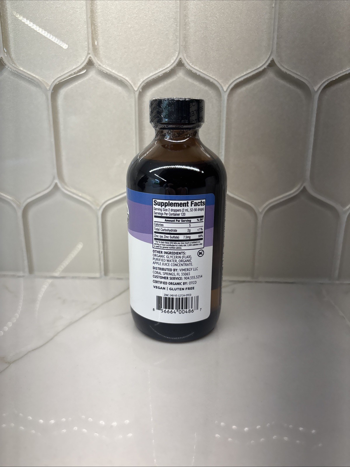 VIMERGY USDA Organic Zinc Supplements for Women Men 7.5mg Liquid Zinc