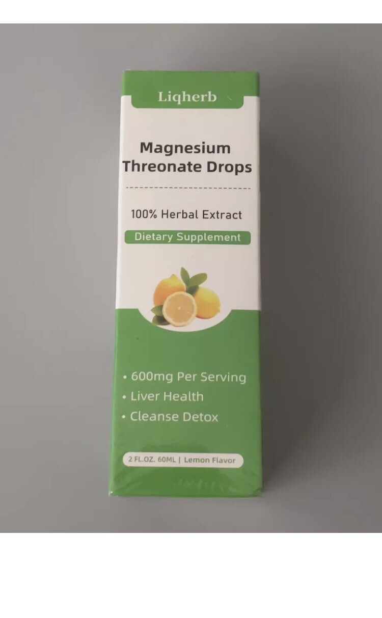 Liqherb Magnesium Threonate Drops 2oz Lemon Flavor Expires 10/2025 – 30 Servings