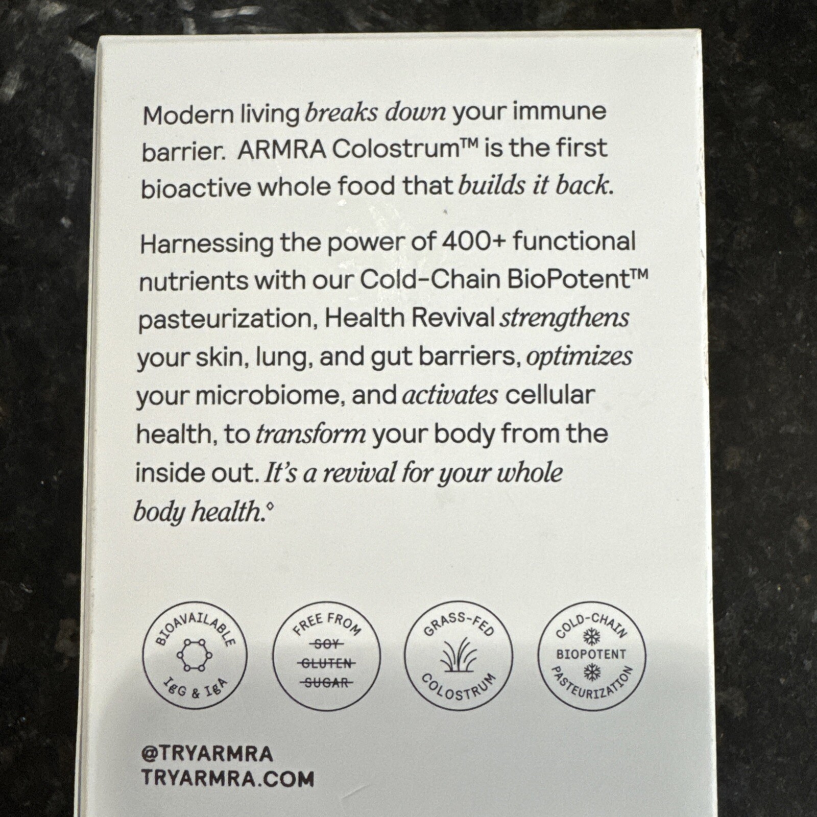 ARMRA Colostrum Superfood Grass-Fed Immune Fitness Brain Benefits Unflavored New