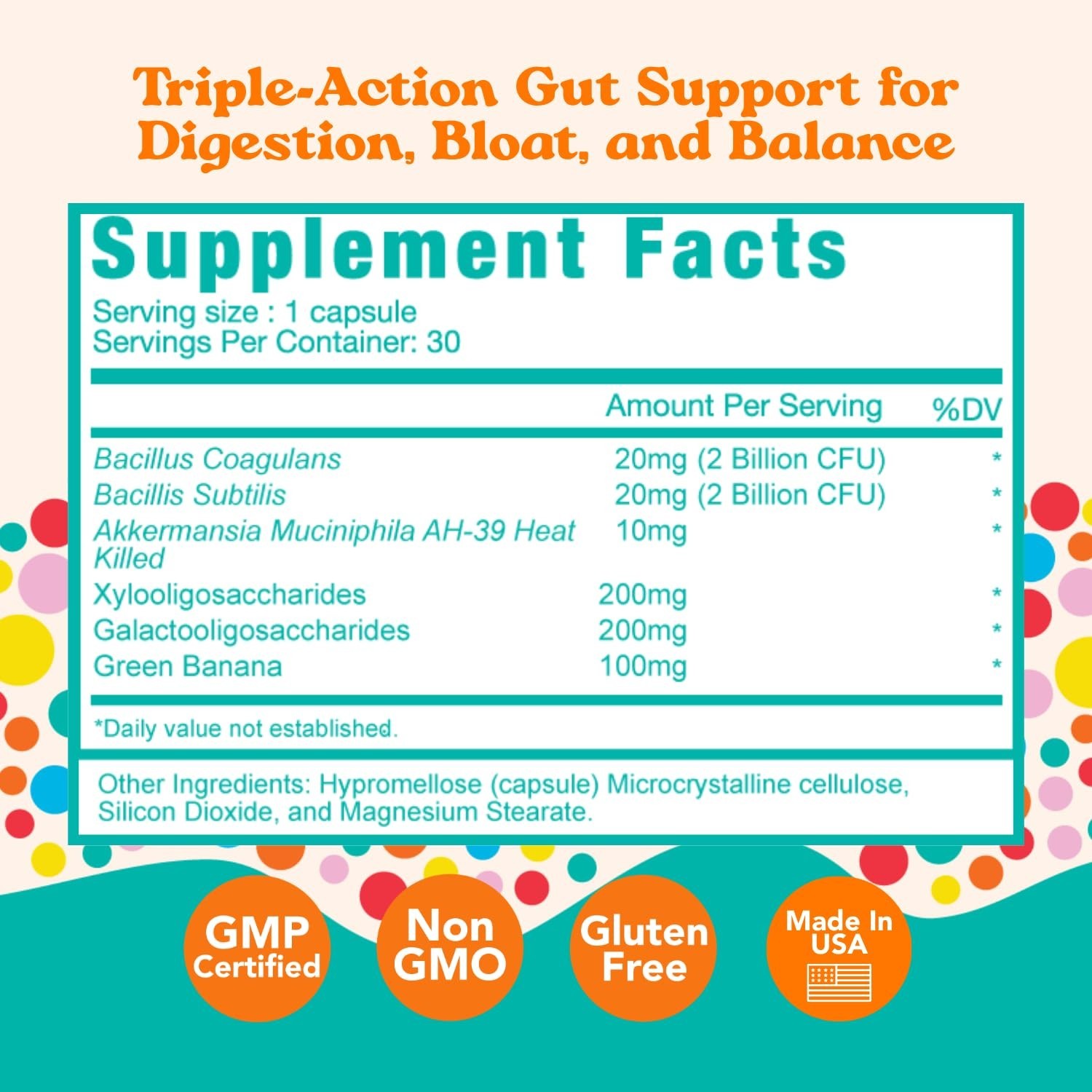Probiotics Prebiotics Postbiotics – Daily Gut Health Pills (30 Count) for Digest