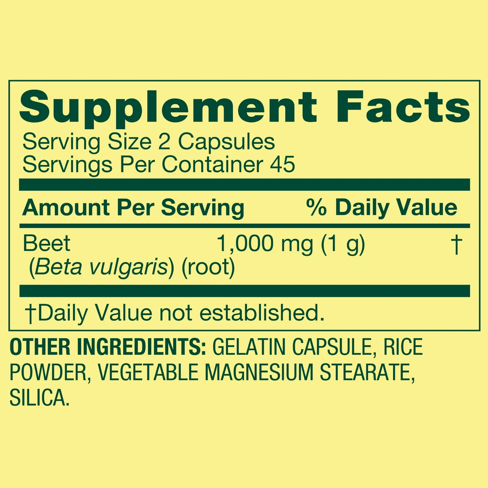 New Spring Valley Beet Root Dietary Supplement, 1000 mg, 90 Count
