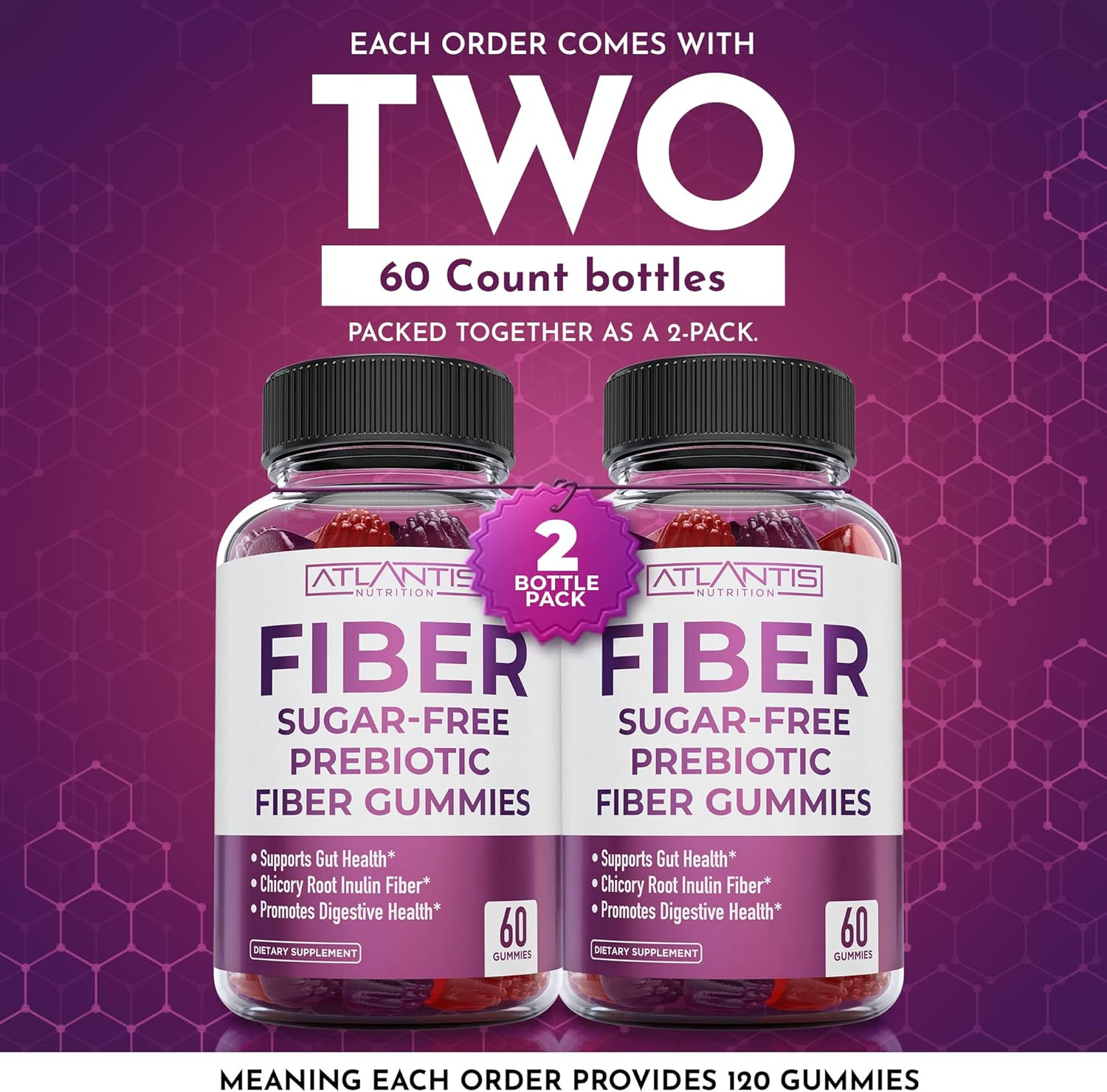 Sugar Free Fiber Gummies for Adults – 5G Fiber Supplement Formulated with 5.4G P