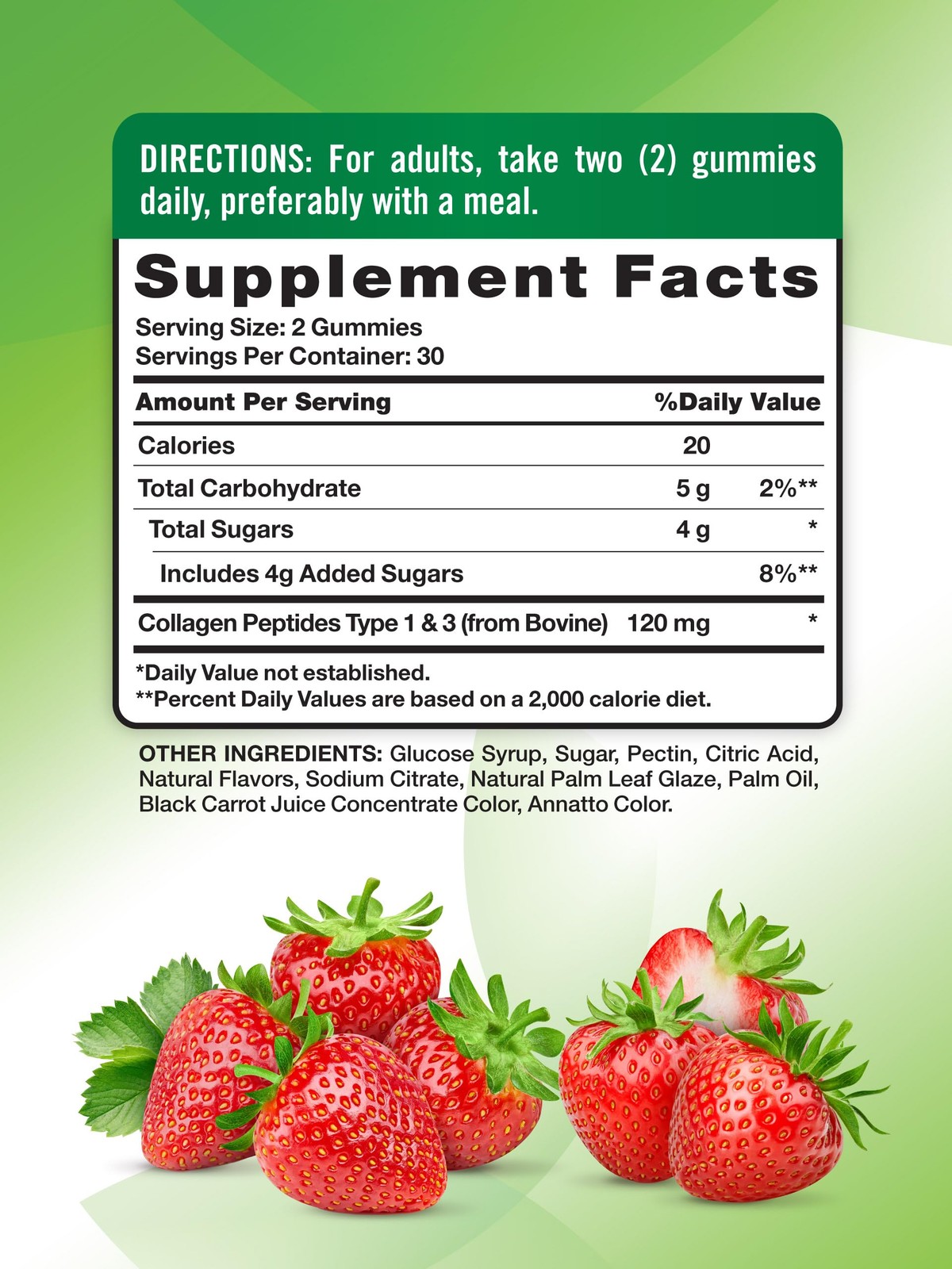 Nutritional Supplement Collagen Peptides Gummies Strawberry Flavor 60 Count