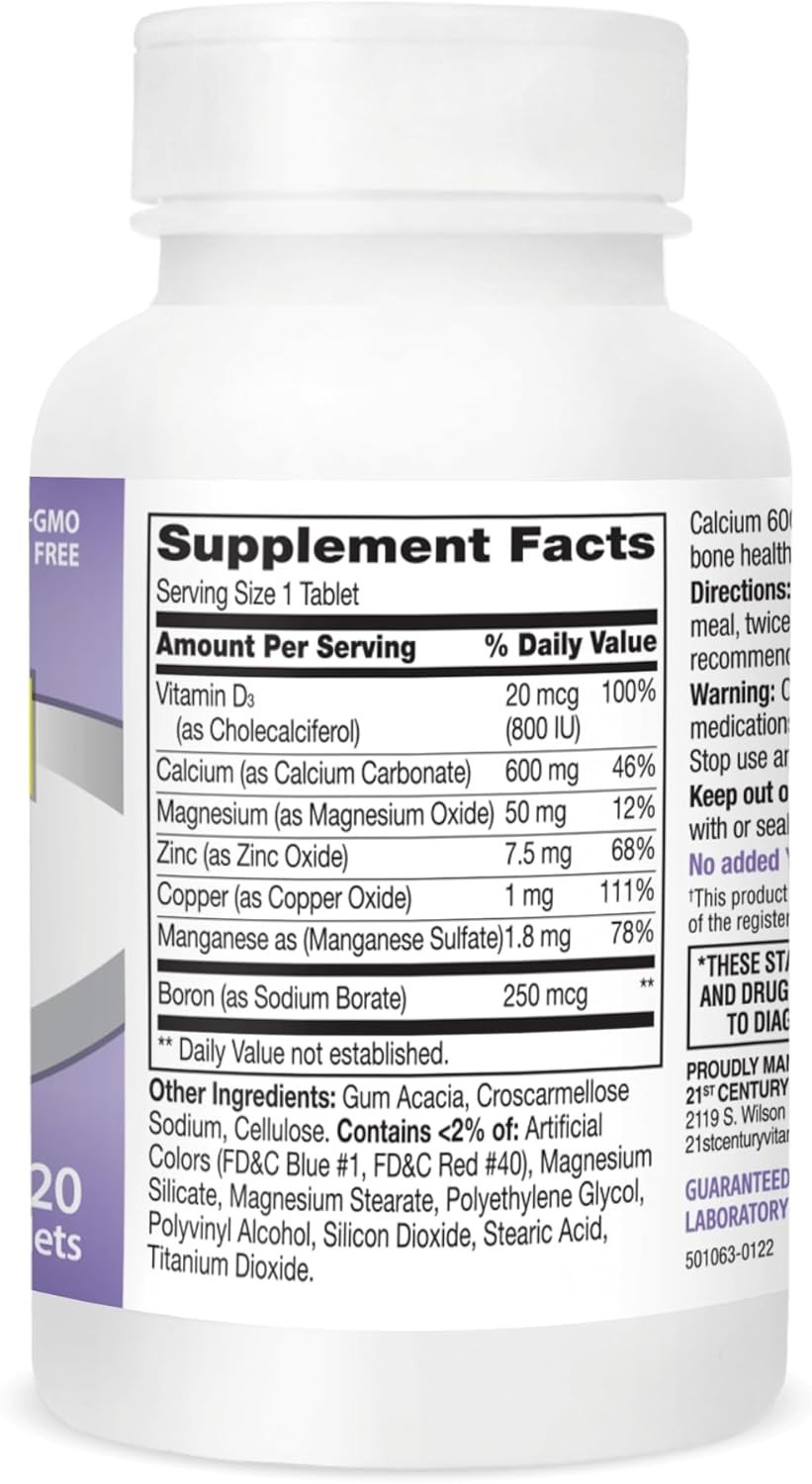 Bone & Joint Support Supplement: Calcium 600 Plus D & Minerals, 120 Tablets