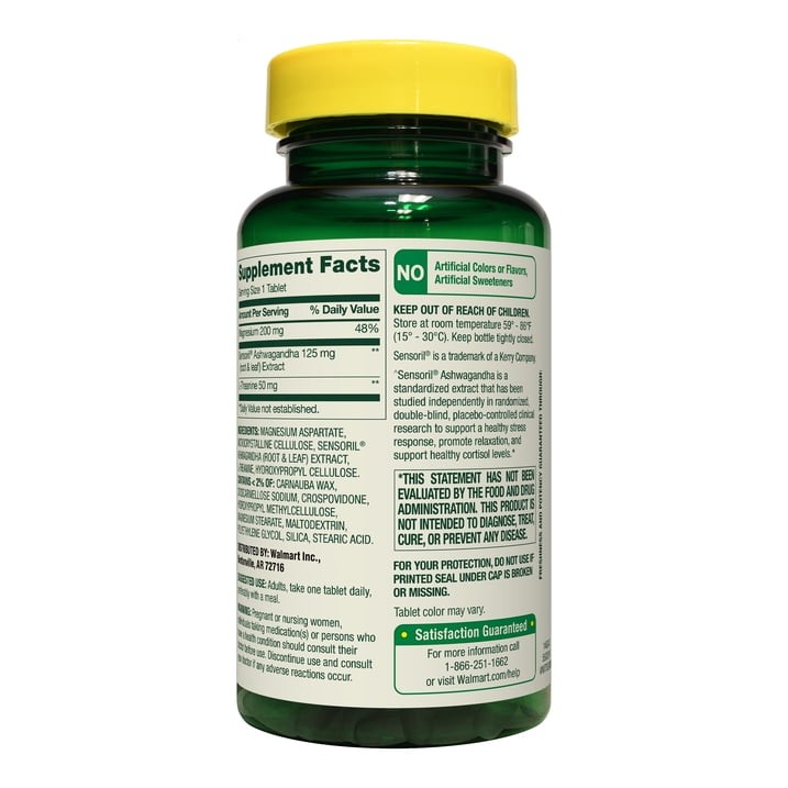 **Spring Valley Magnesium Ashwagandha L-Theanine Stress Support Tablets 60 Count