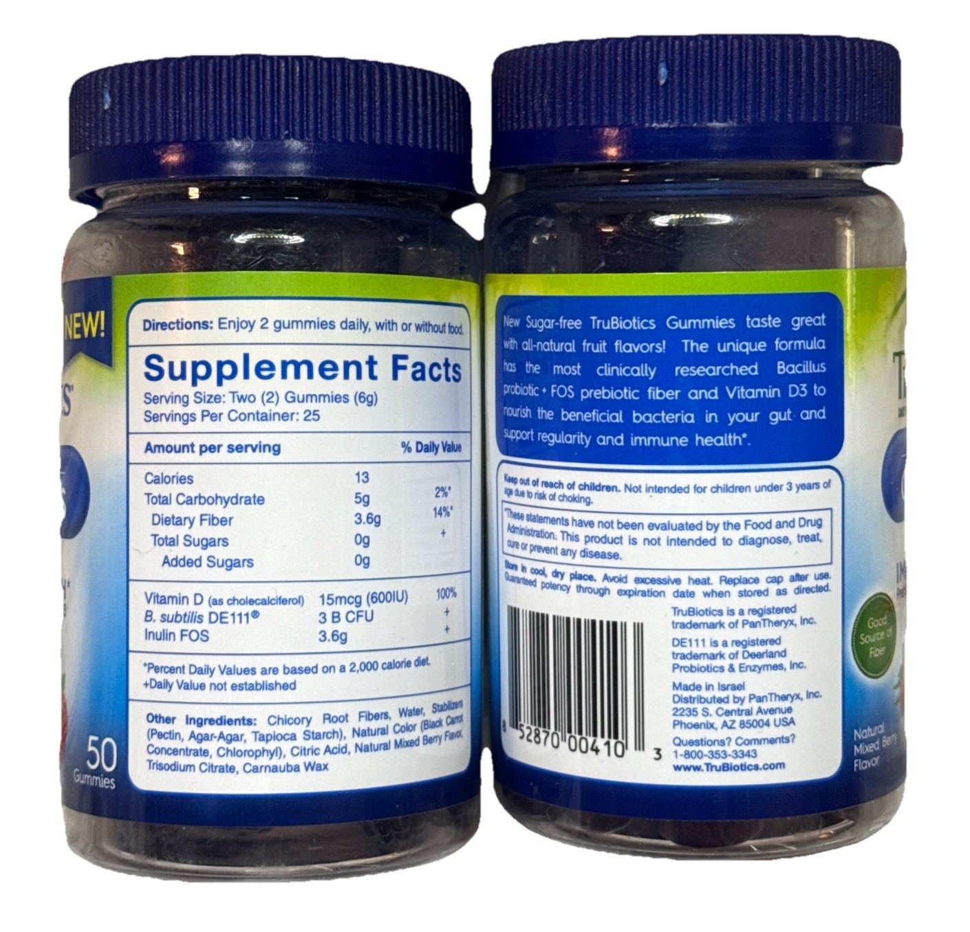 2 X TRUBIOTICS Probiotic & Prebiotics 100 Gummies-Sugar free-Digestive Immune
